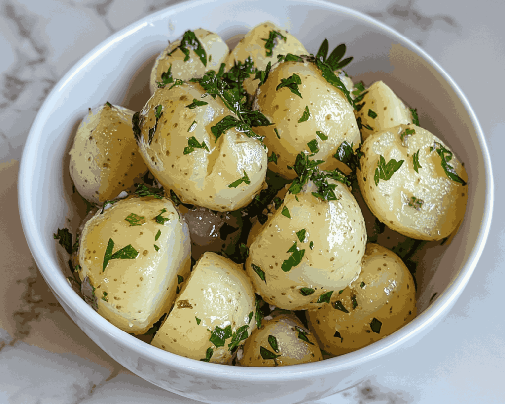 Boiled Potatoes with Garlic Herb Butter