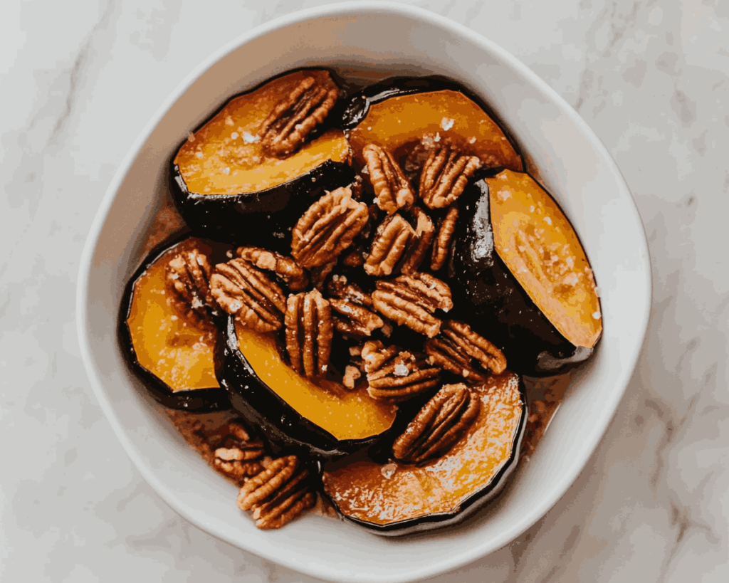 Roasted Acorn Squash with Candied Pecans