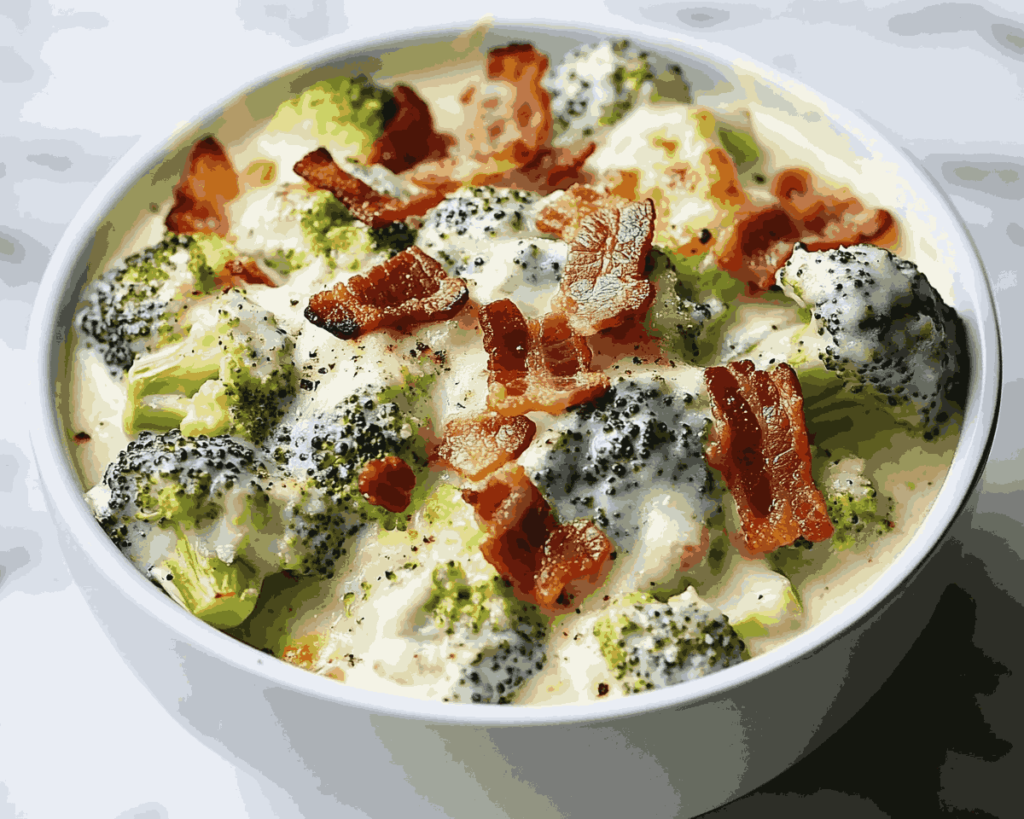 Creamy Garlic Parmesan Broccoli & Bacon