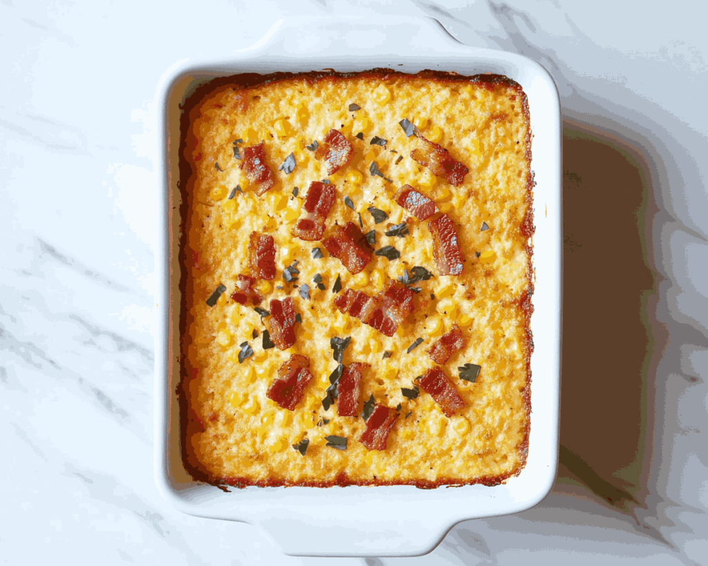 Jiffy Corn Casserole with Cream Cheese and Bacon