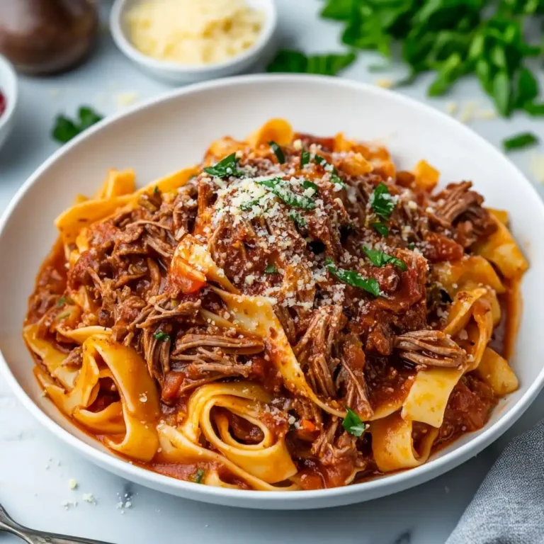 Slow Cooked Shredded Beef Ragu Pasta Recipe